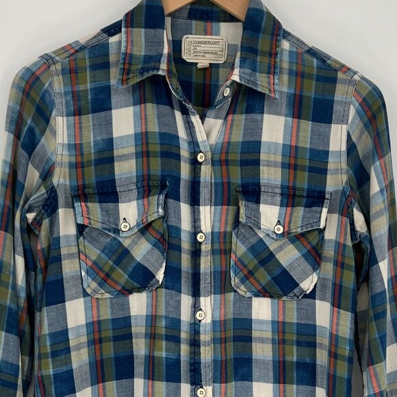 Current Elliott Womens Perfect Shirt Plaid Flannel Size 0 XS Blue Button Up Soft - Picture 3 of 8